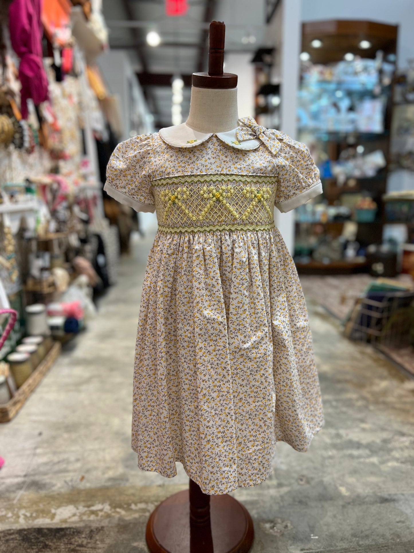 Yellow Bow Smocked Dress