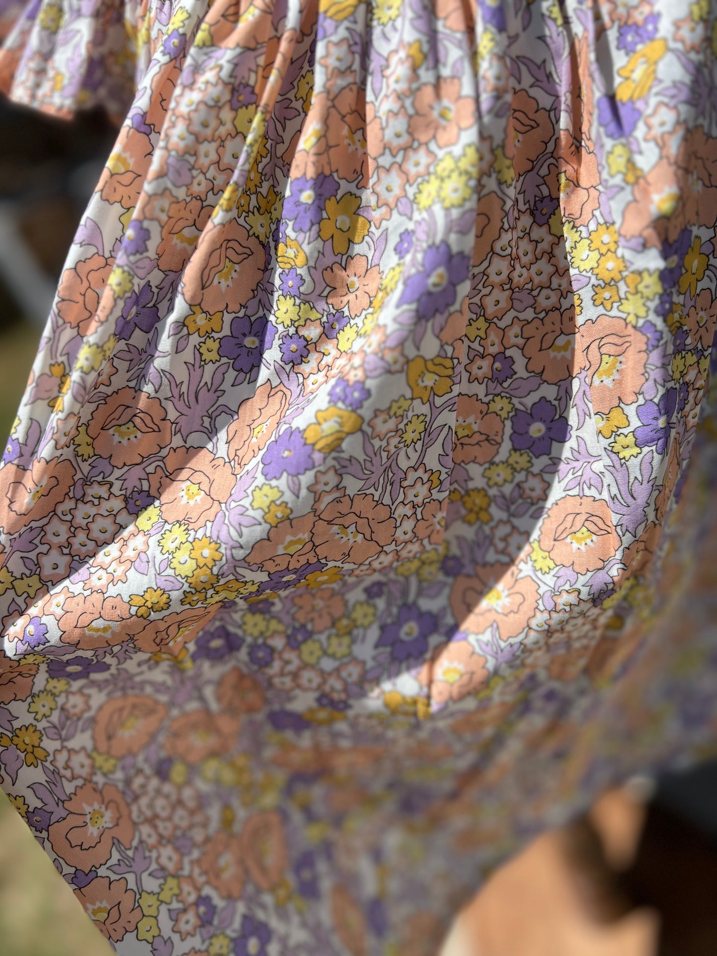 Orange/purple floral smocked Dress