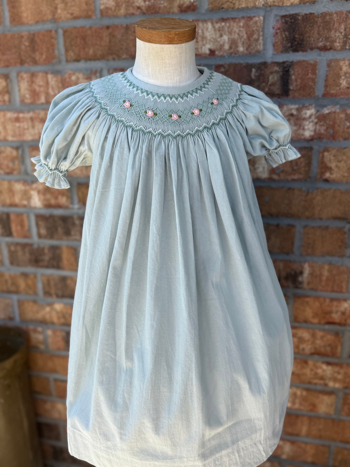 Sage green smocked dress