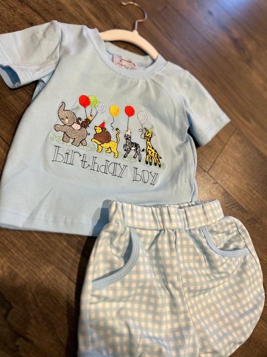 Birthday Boy Animals Embroidered Set