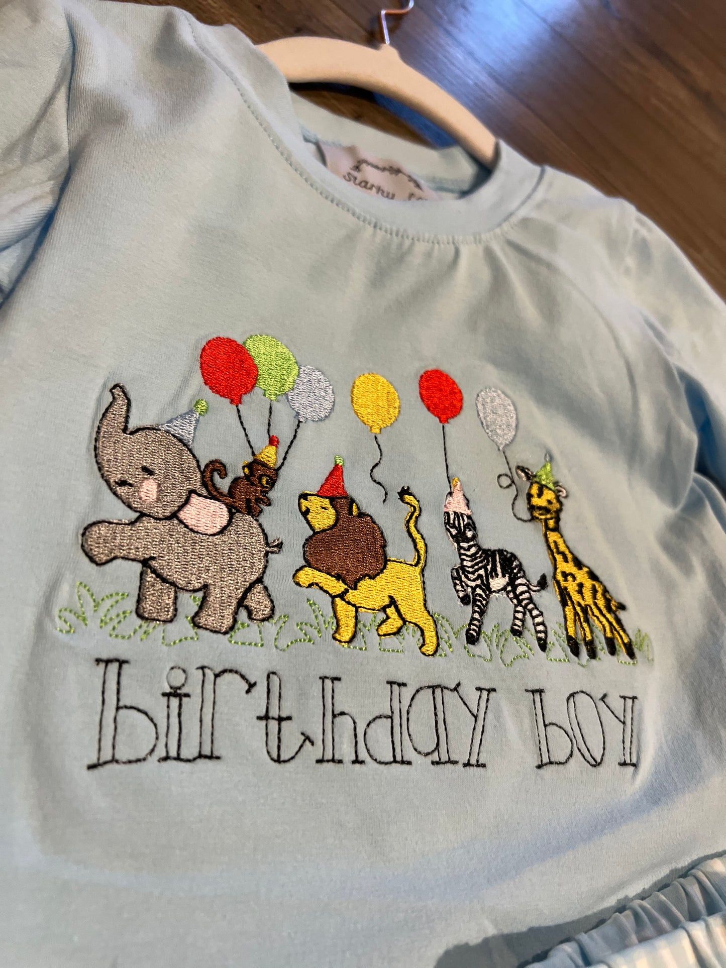 Birthday Boy Animals Embroidered Set