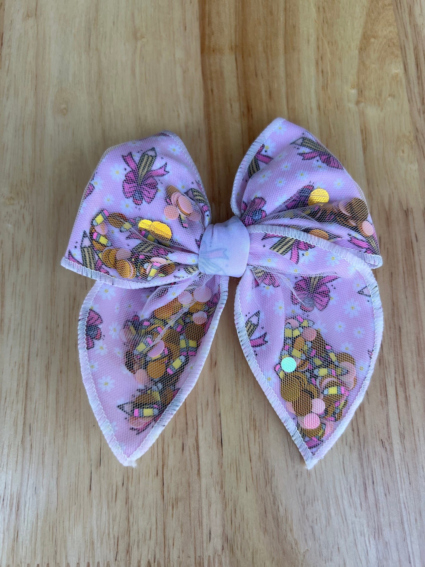 Pencil confetti bow