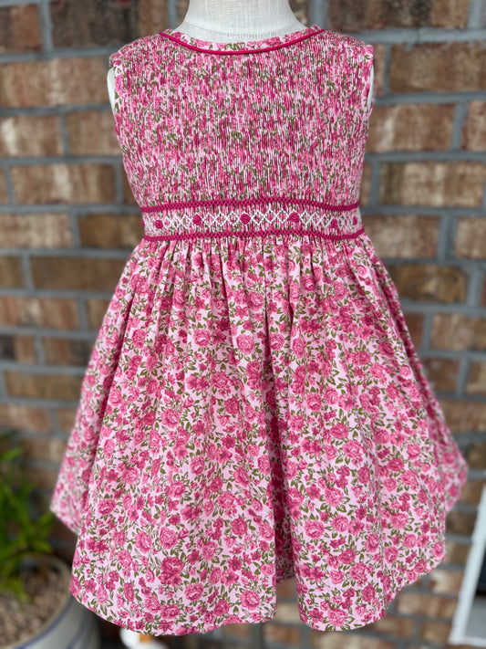 Pink/Red Floral Smocked Dress