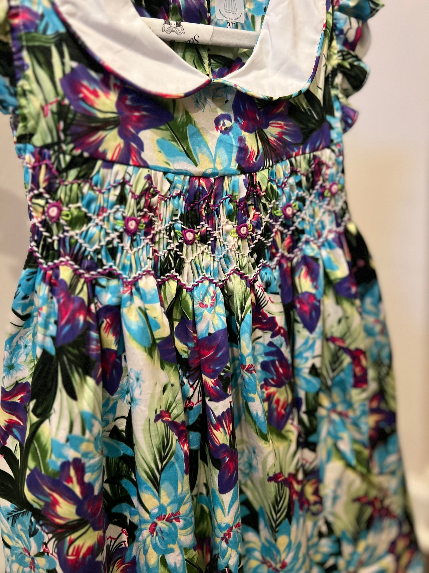 Tropical purple Smocked Dress🌸