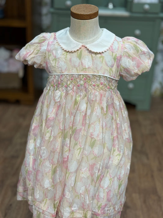 Pink tulip Smocked Dress