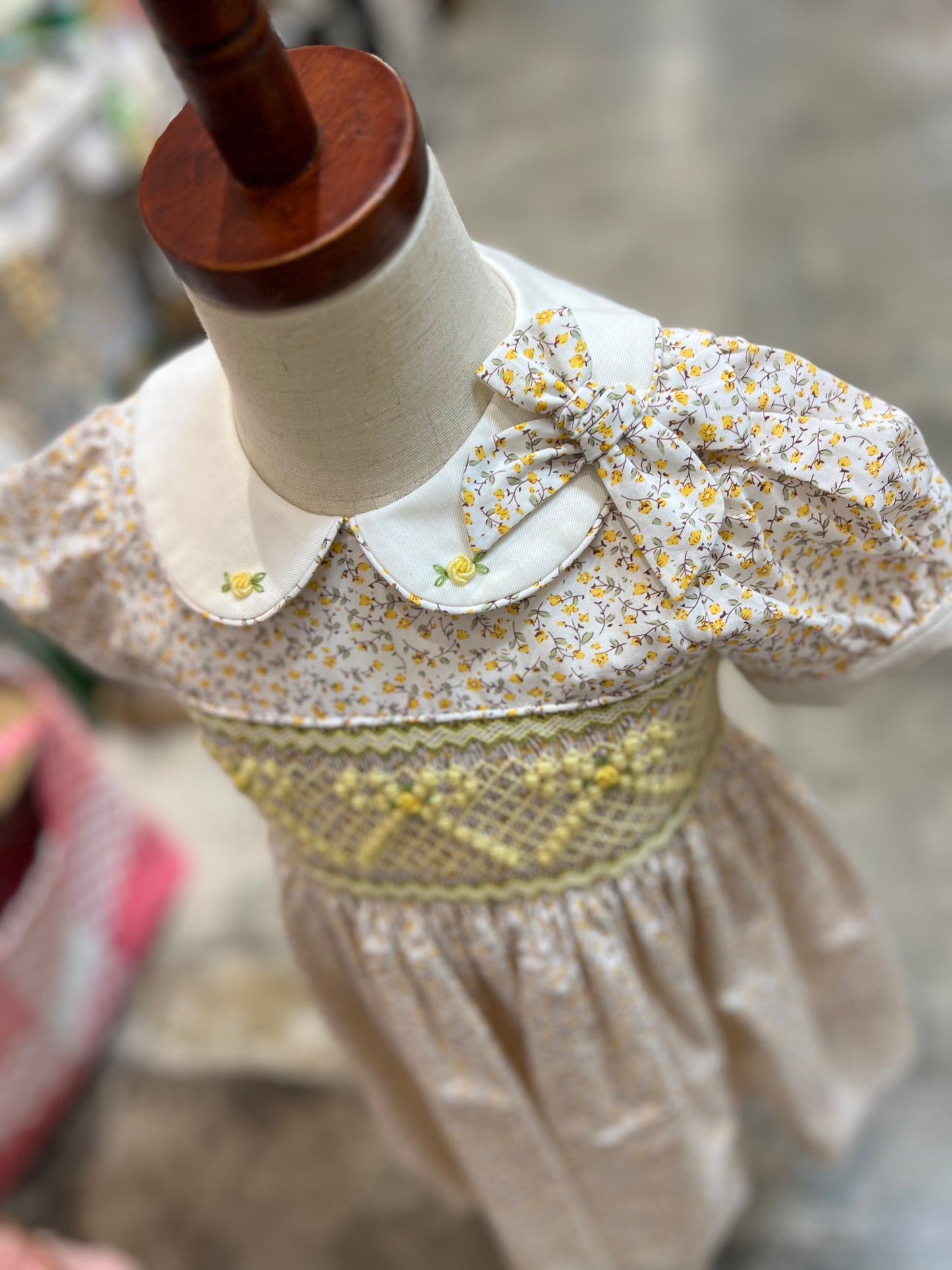 Yellow Bow Smocked Dress