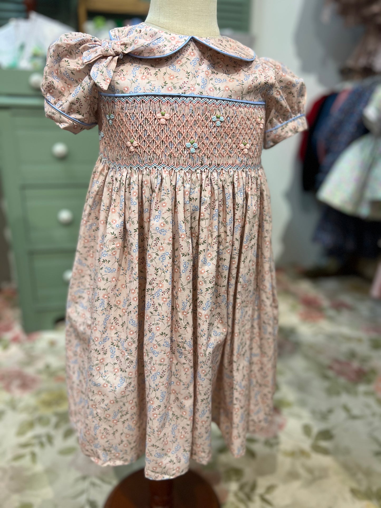 Purple trim Smocked Dress
