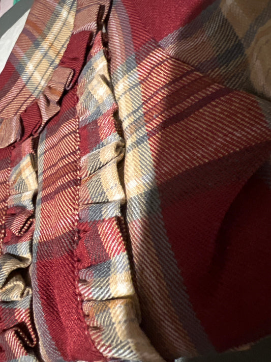 Burgundy Plaid Ruffle Dress
