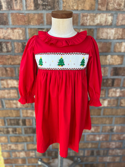 Christmas Tree Smocked Dress