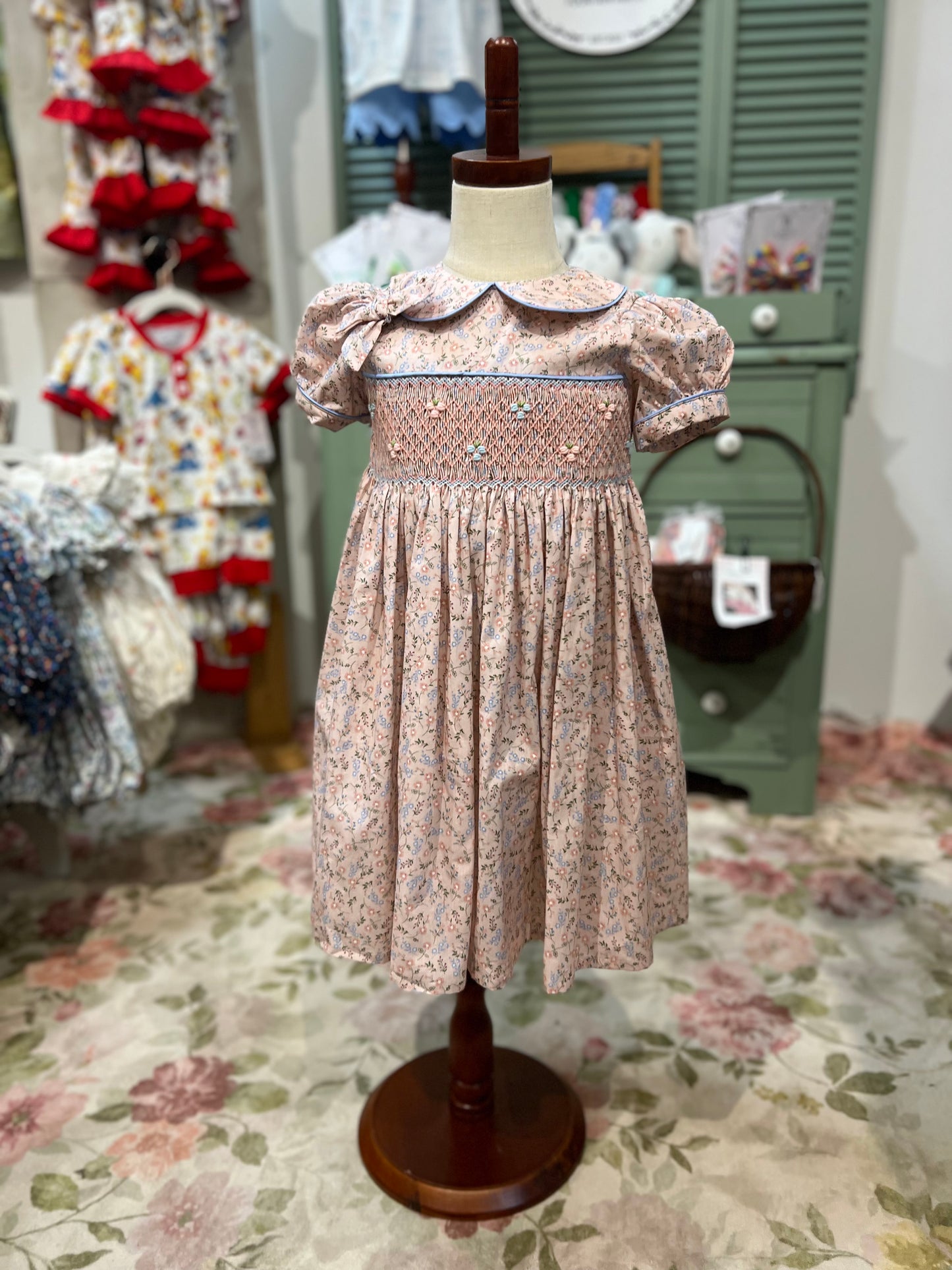 Purple trim Smocked Dress