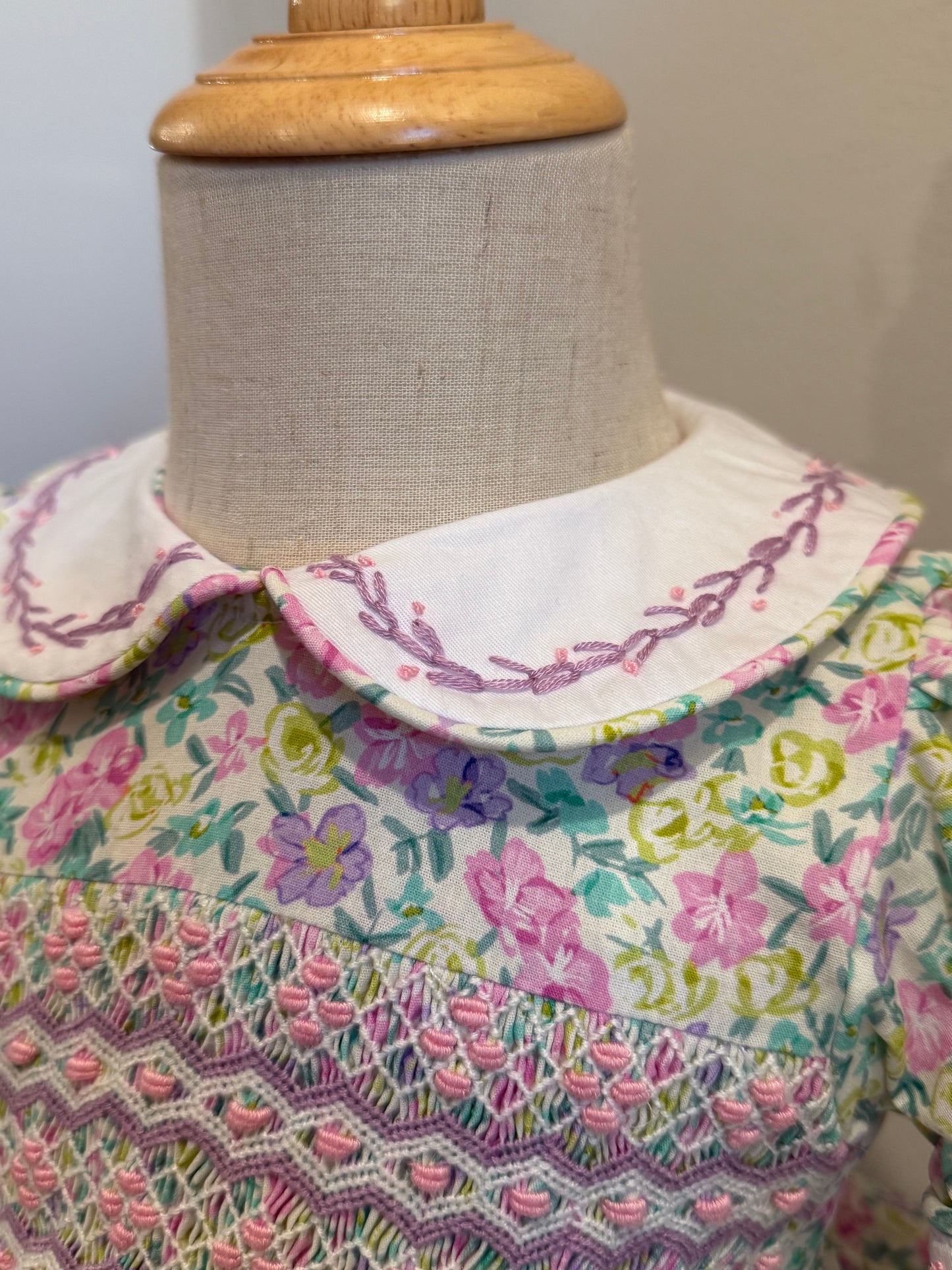 Green floral Fluffy Smocked dress w/bloomers