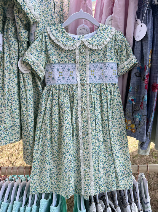 Floral Smocking and Peter Pan collar