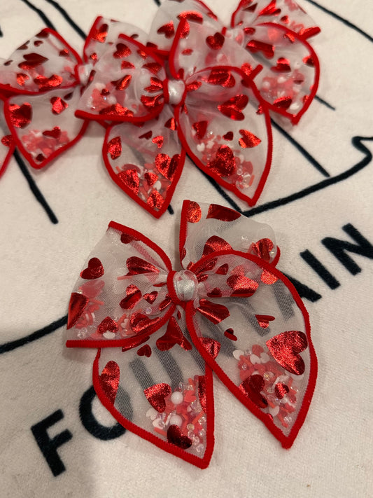 All hearts Confetti bow