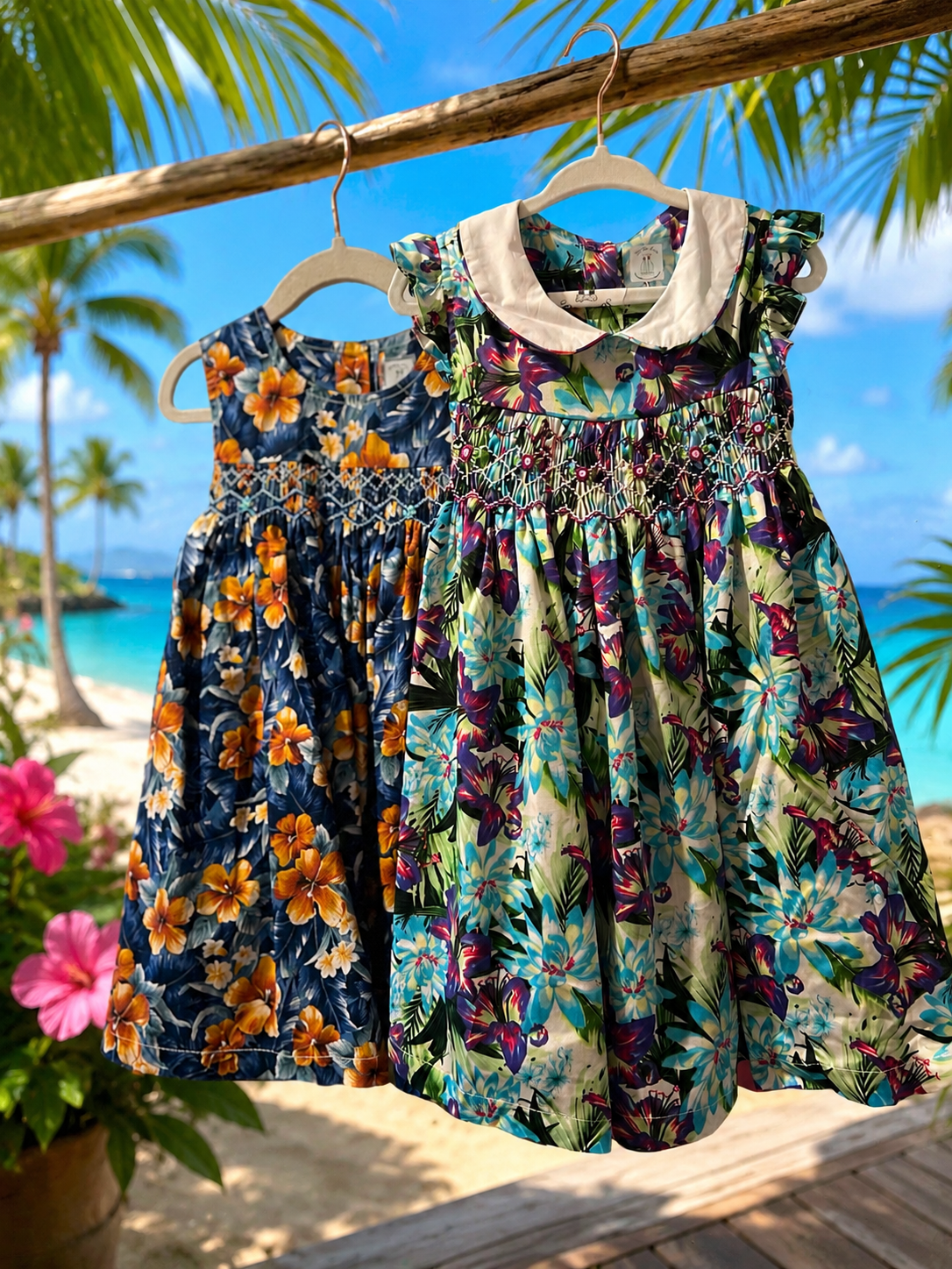 Tropical Blue smocked dress🌸