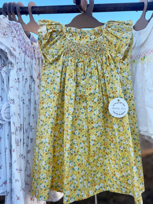 Yellow Smocked Dress W/Bloomers