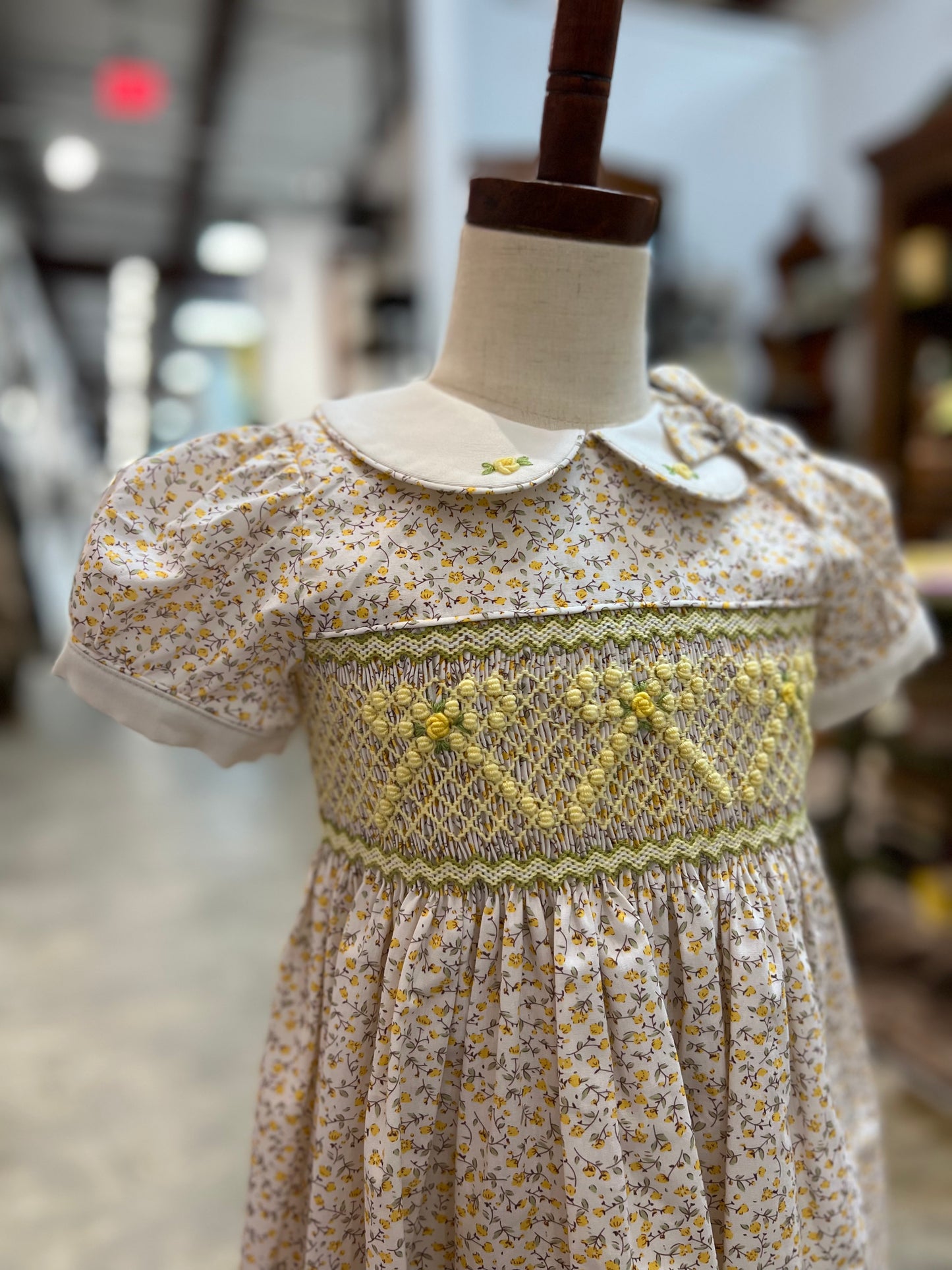 Yellow Bow Smocked Dress