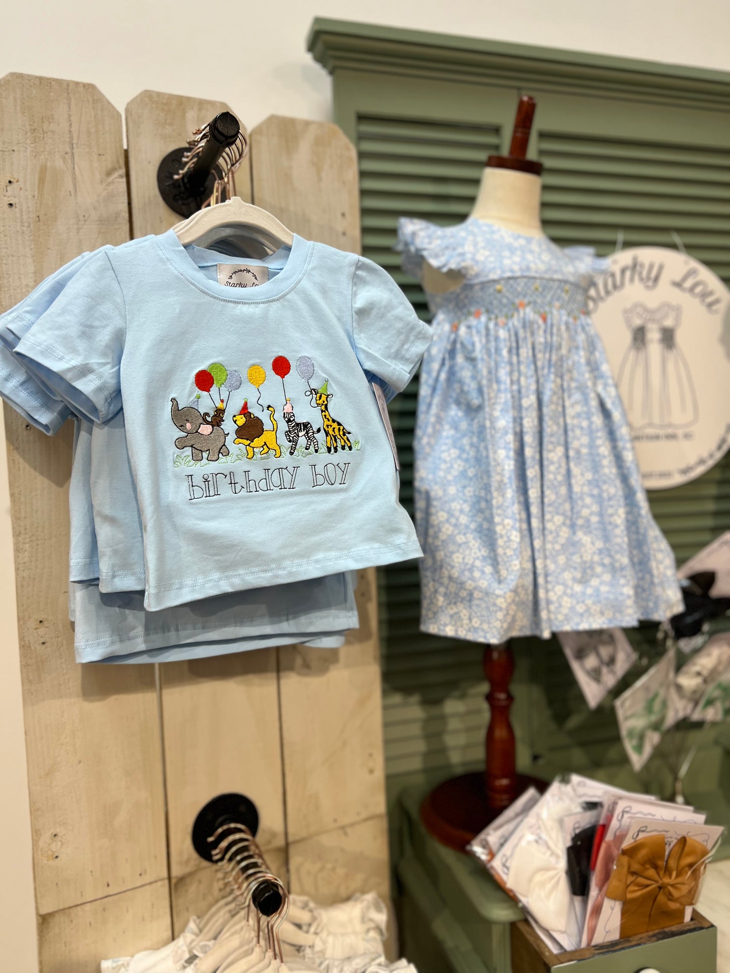 Birthday Boy Animals Embroidered Set