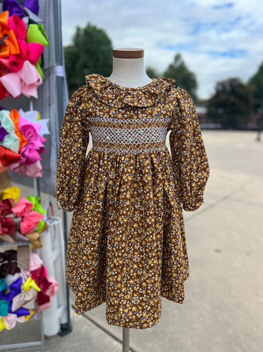 Fall Floral Smocked Dress