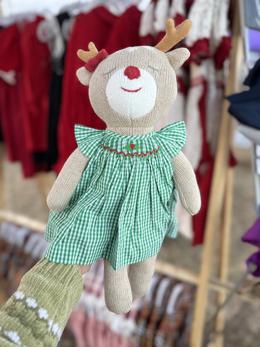 Reindeer w/ green plaid dress