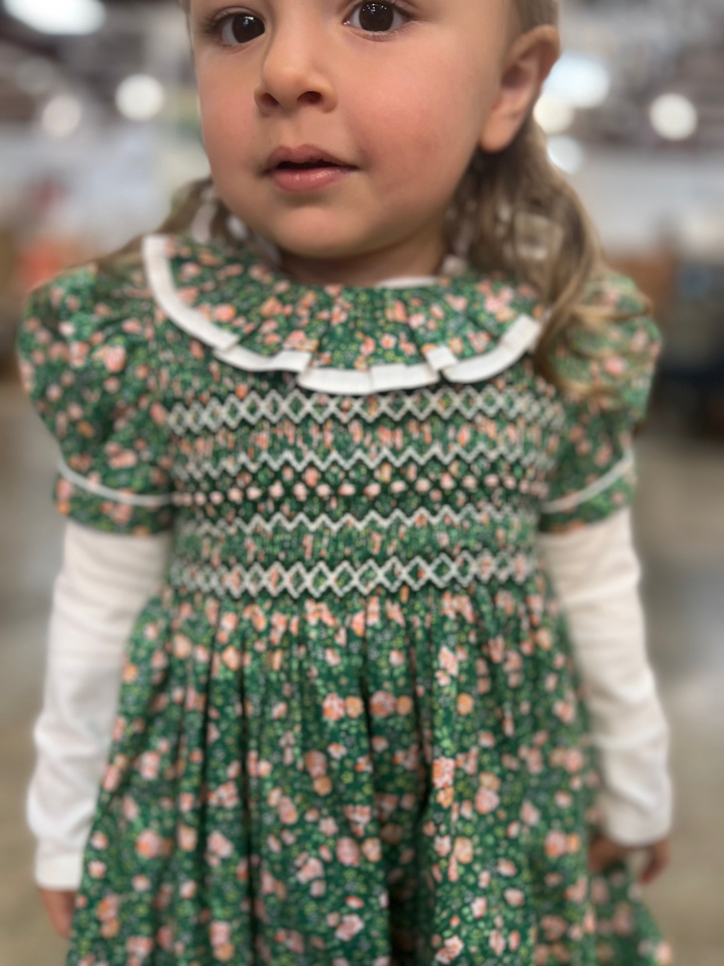 Pinky a green Smocked Dress
