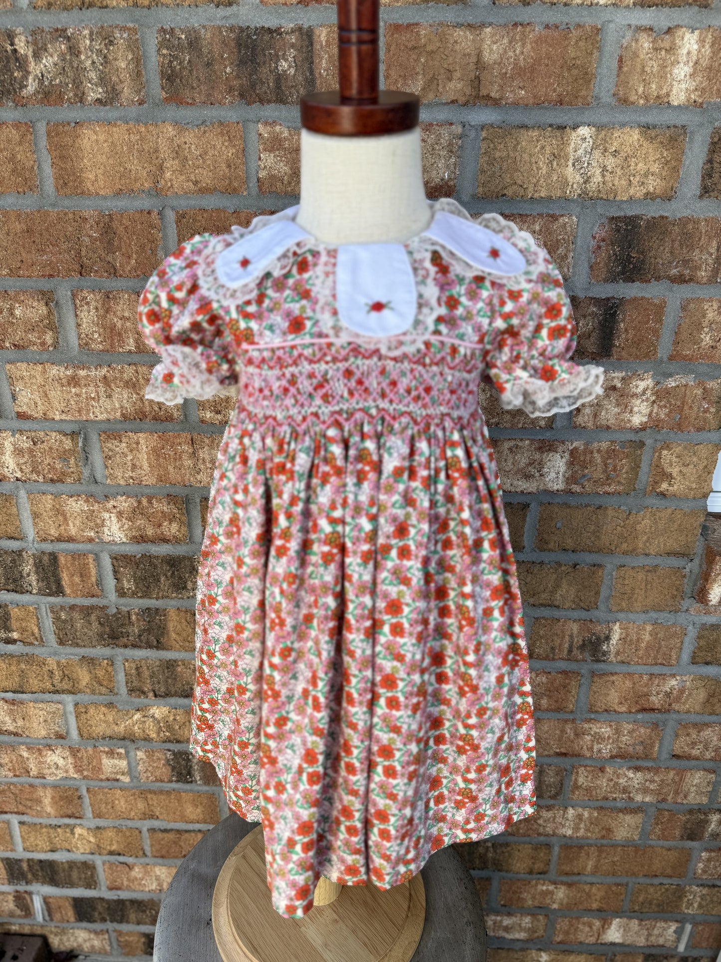 Floral petal collared Smocked dress