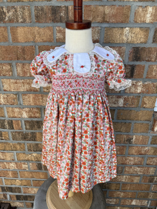 Floral petal collared Smocked dress