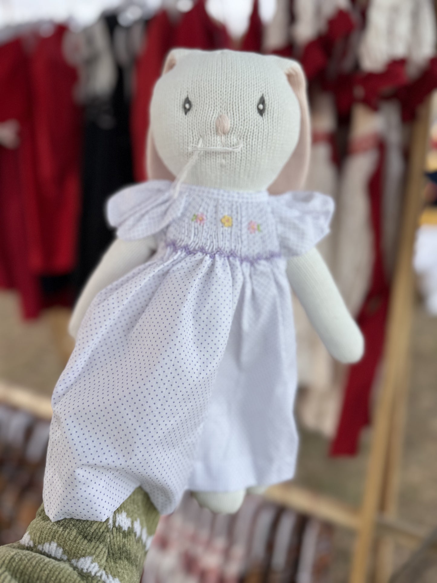 Bunny w/purple smocked dress