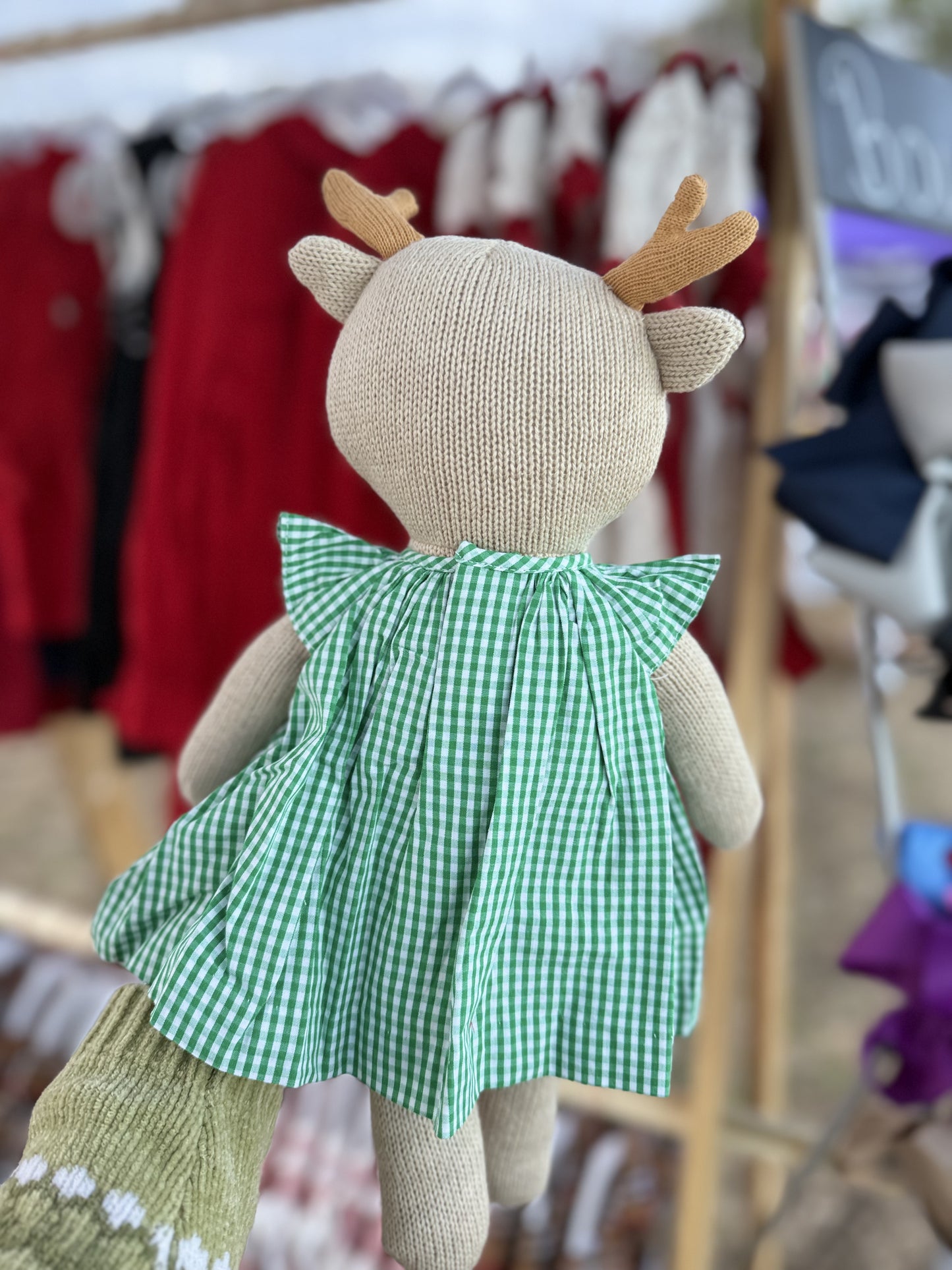 Reindeer w/ green plaid dress