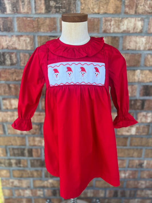 Red Santa Smocked Dress