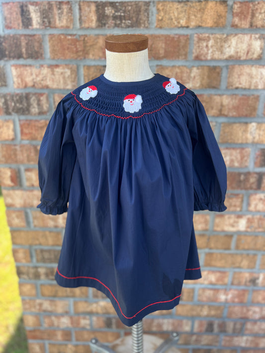 Blue Santa Smocked Dress