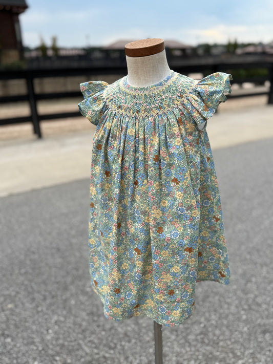 Fall Green Smocked dress
