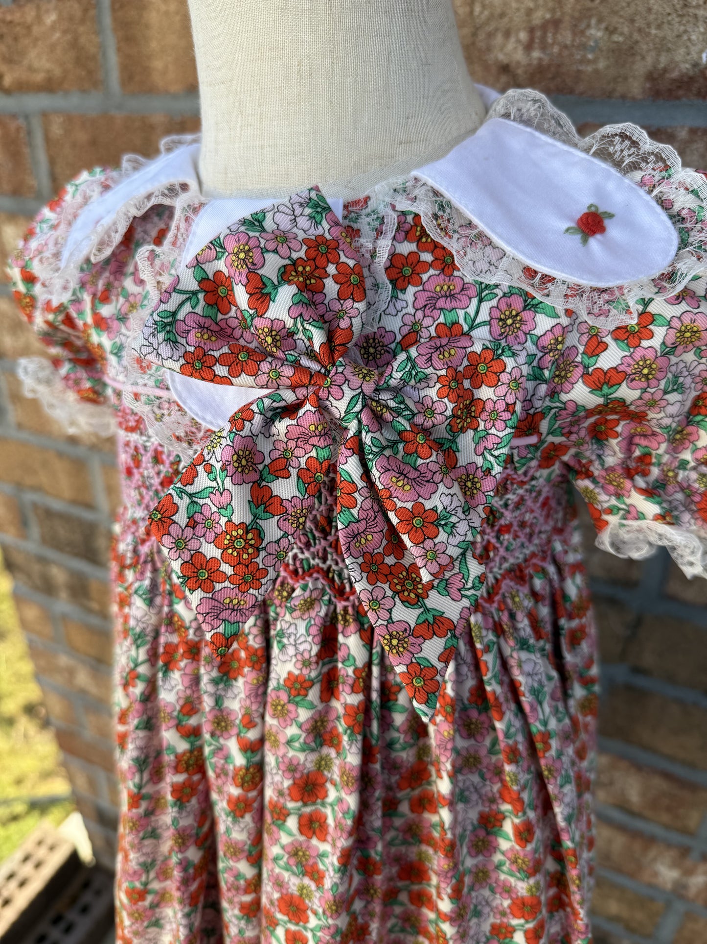 Floral petal collared Smocked dress