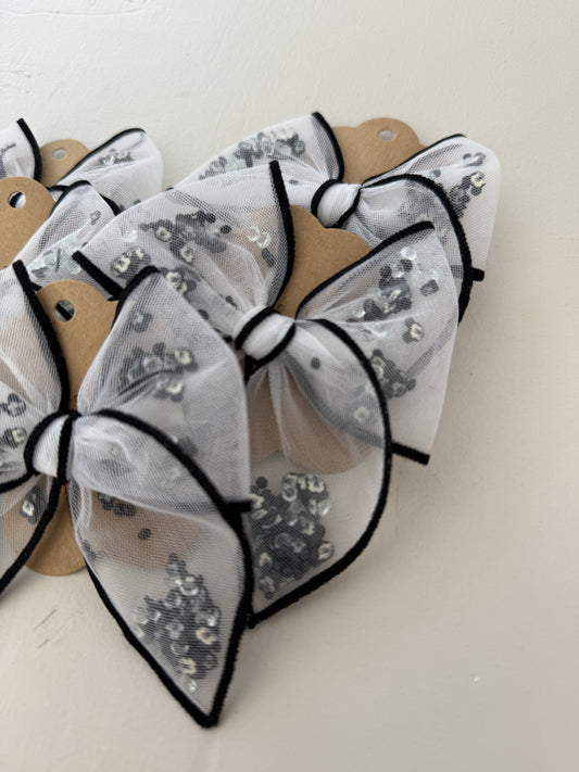 Black and white Mouse confetti Bow