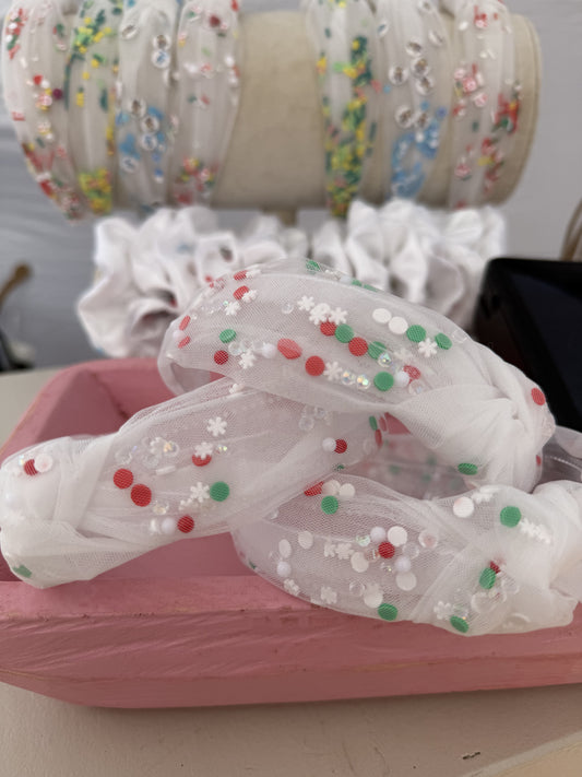 Snow on Christmas Confetti Headband