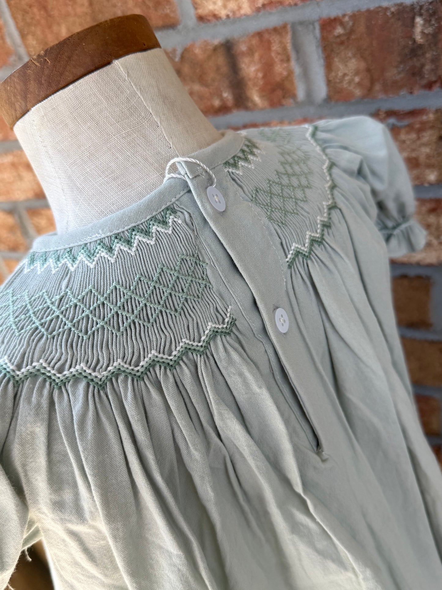 Sage green smocked dress