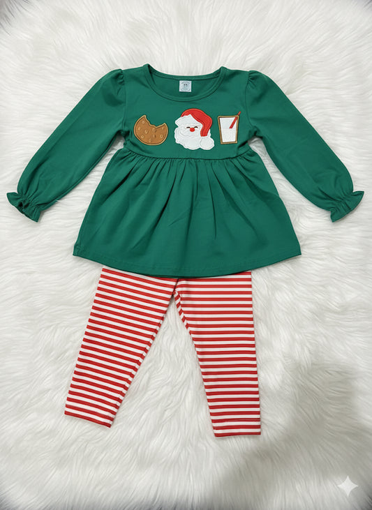Santa’s cookies embroidered Outfit(Girls)