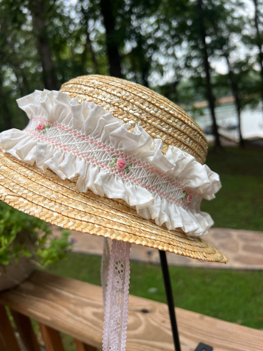 Smocked Straw Hat
