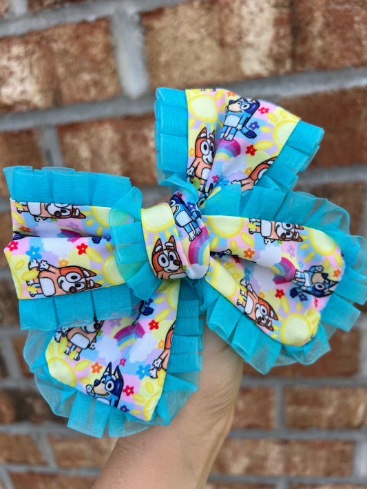 Ruffle bluey sheer bow