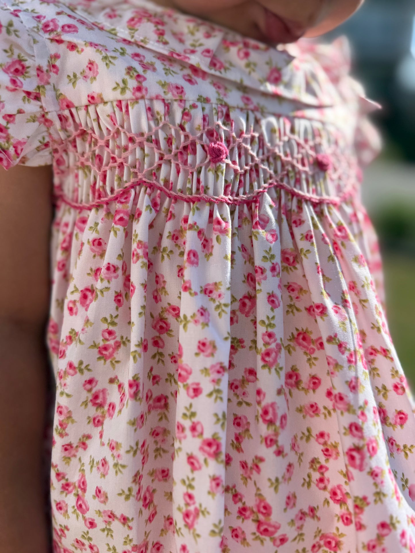 Hot Pink Floral Smocked Bloomer set