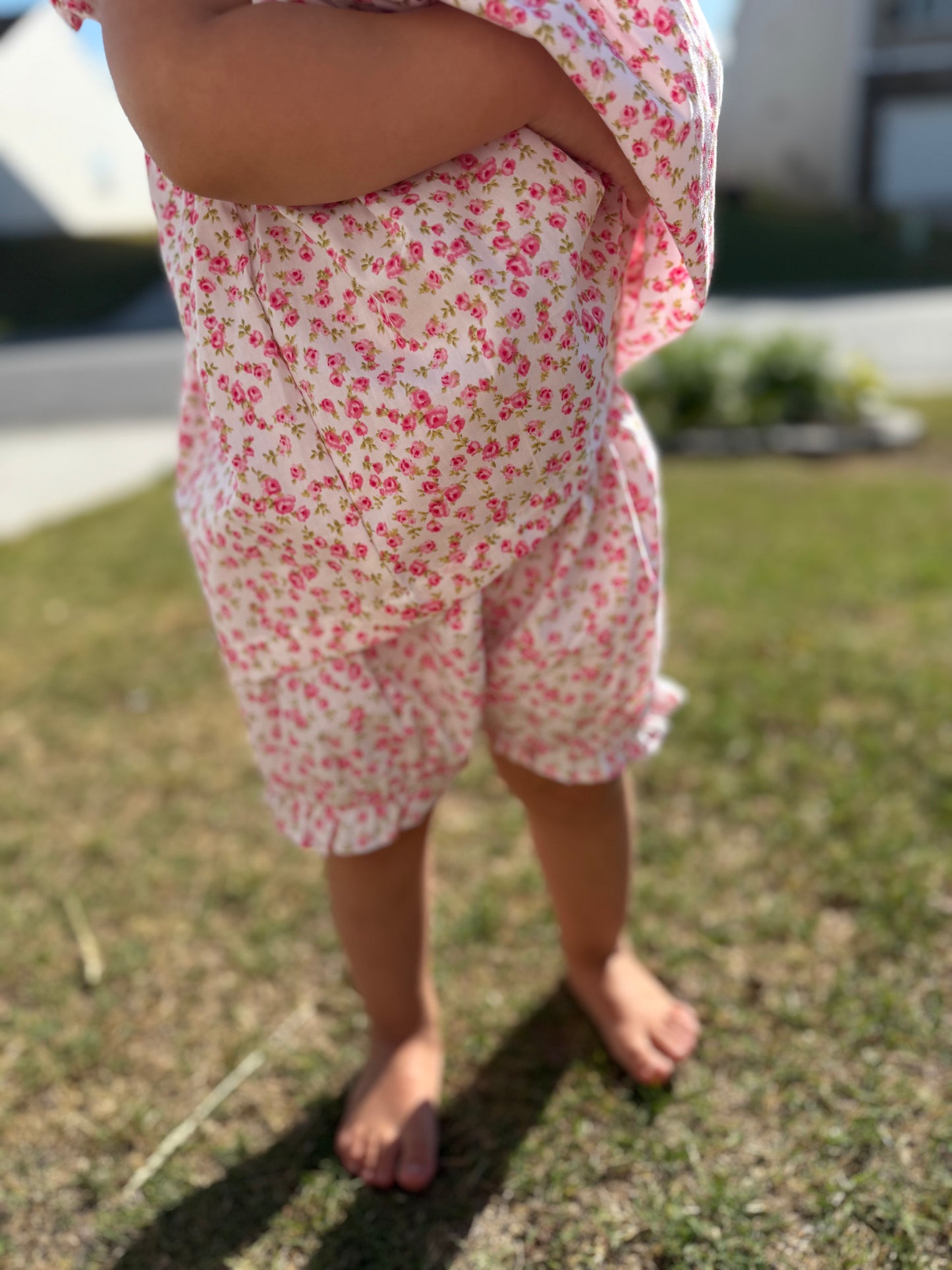 Hot Pink Floral Smocked Bloomer set