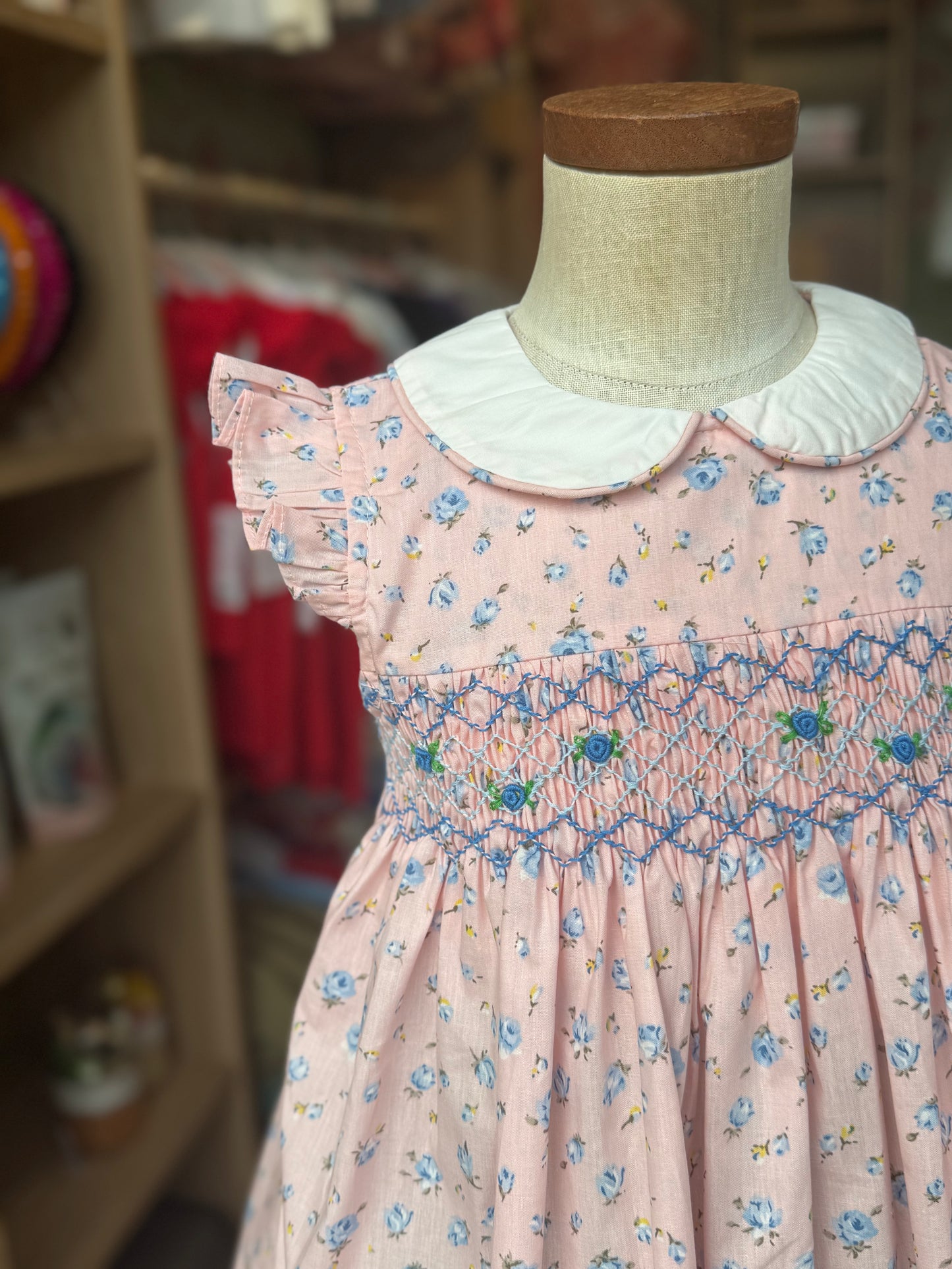 Pink and blue floral Smocked dress