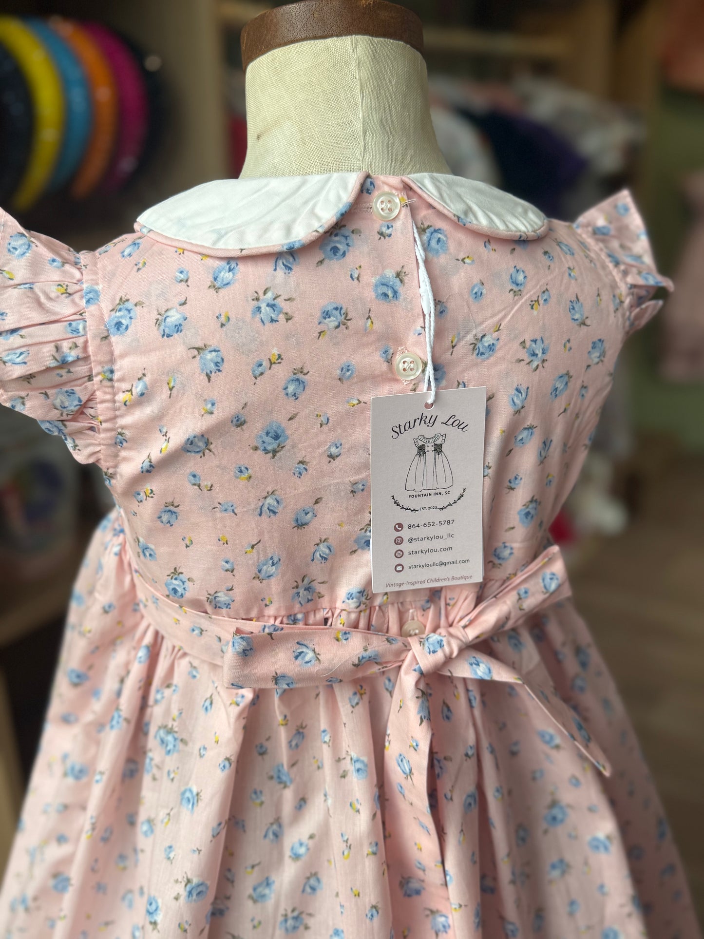 Pink and blue floral Smocked dress