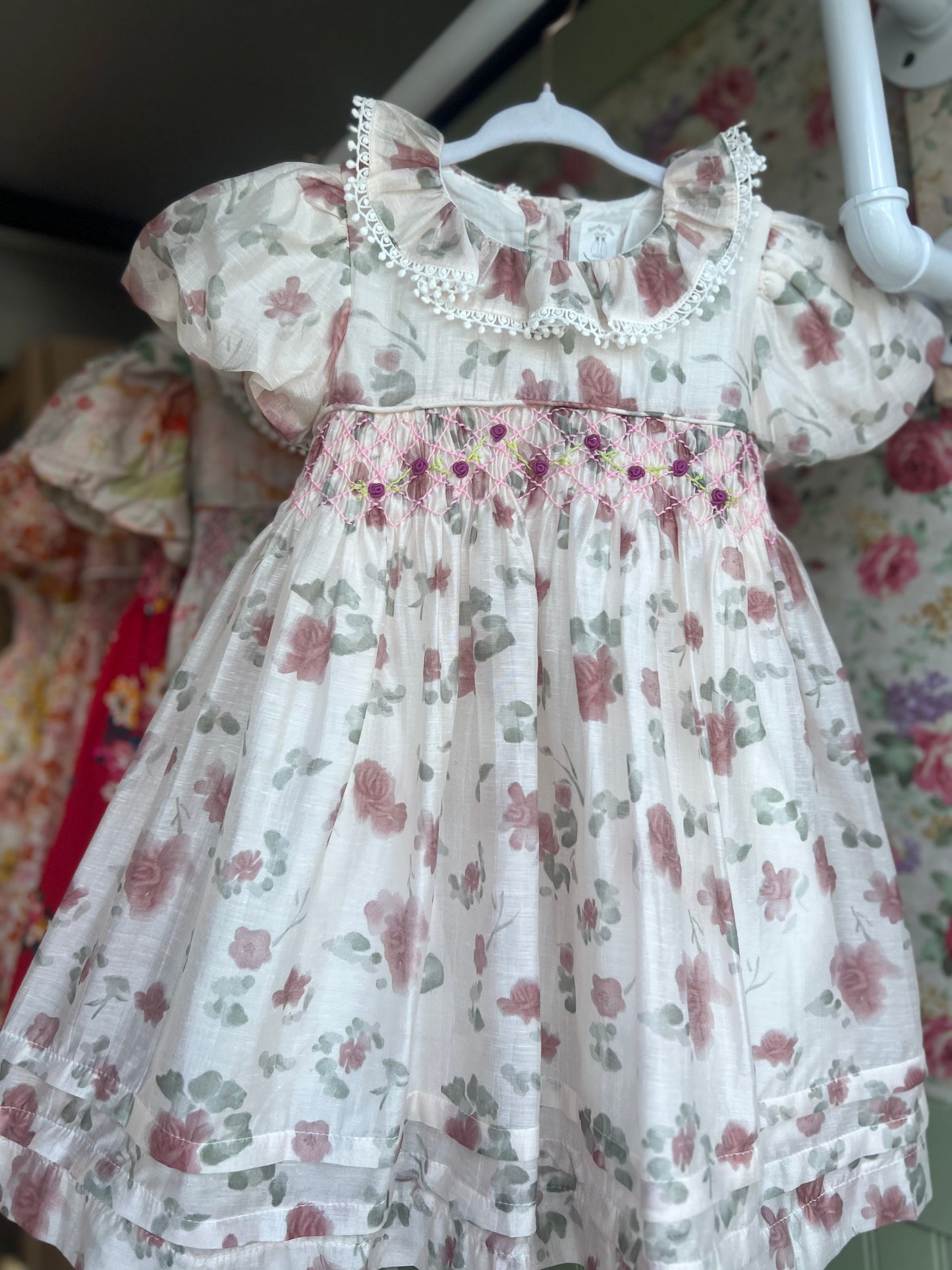 Sheer rose Smocked Dress