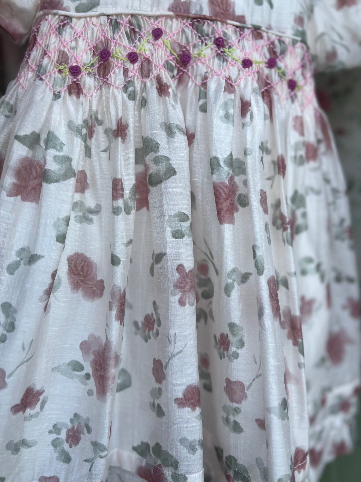 Sheer rose Smocked Dress