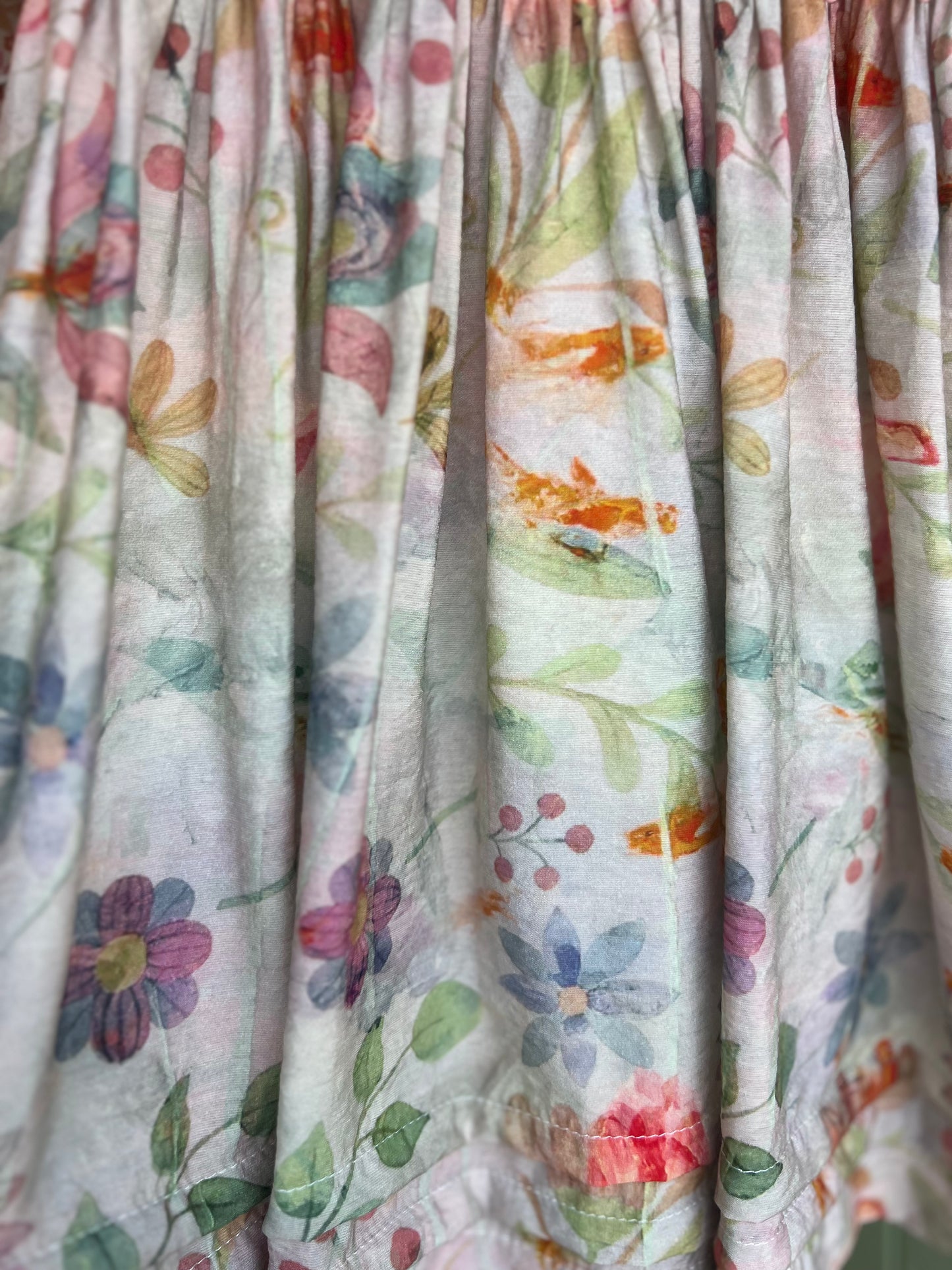 Rainbow Floral Sheer Smocked Dress