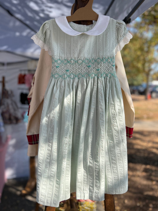 Soft Green Smocked Dress