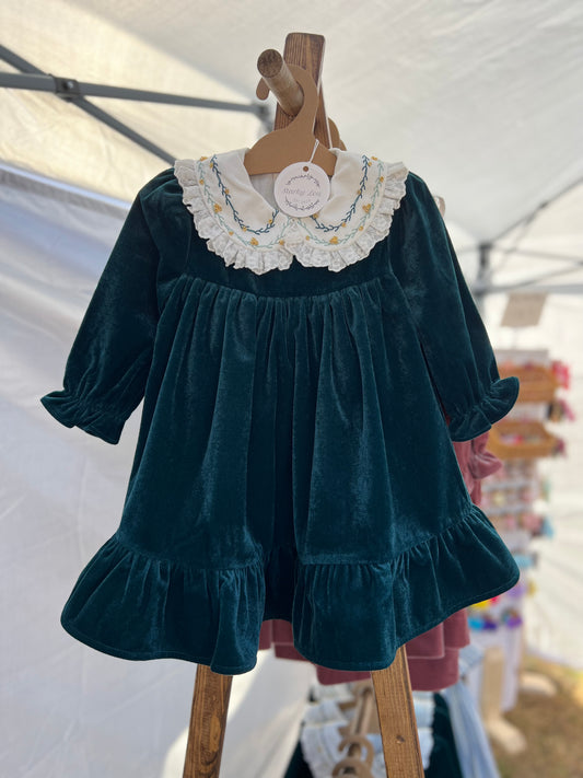 Teal Green velvet Dress